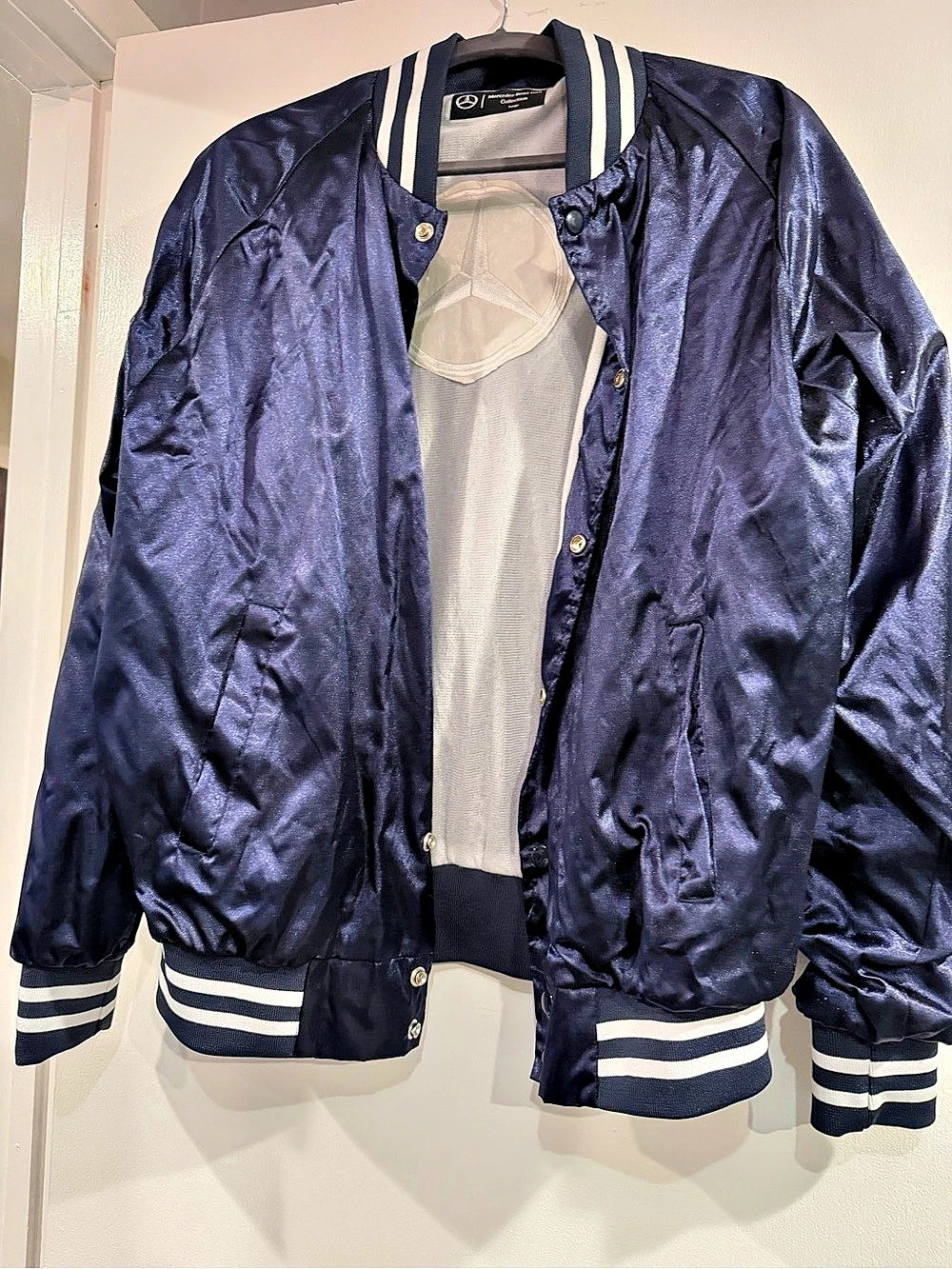 Mercedes-Benz USA Collection Satin Bomber Jacket Blue Large
